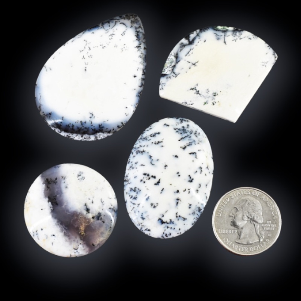 Intricate & gorgeous Jewelry Grade Dendritic Opal Cabochons Lot #2